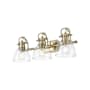 Golden Lighting Duncan 3 Light 25" Wide Vanity Light Aged Brass / Clear