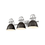 Golden Lighting Duncan 3 Light 25" Wide Vanity Light Pewter / Rubbed Bronze