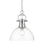 Golden Lighting Duncan 14" Wide Pendant Chrome / Clear