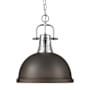 Golden Lighting Duncan 14" Wide Pendant Chrome / Rubbed Bronze