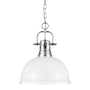 Golden Lighting Duncan 14" Wide Pendant Chrome / Matte White