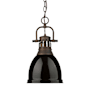 Golden Lighting Duncan 9" Wide Mini Pendant Rubbed Bronze / Black