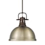 Golden Lighting Duncan 14" Wide Pendant Rubbed Bronze / Aged Brass
