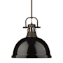 Golden Lighting Duncan 14" Wide Pendant Rubbed Bronze / Black