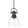 Golden Lighting Duncan 9" Wide Mini Pendant Matte Black / Clear