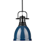 Golden Lighting Duncan 9" Wide Mini Pendant Matte Black / Matte Navy