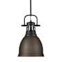 Golden Lighting Duncan 9" Wide Mini Pendant Matte Black / Rubbed Bronze