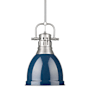Golden Lighting Duncan 9" Wide Mini Pendant Pewter / Matte Navy