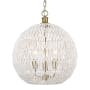 Golden Lighting Florence 3 Light 19" Wide Cage Pendant Brushed Champagne Bronze / Bleached White Raphia