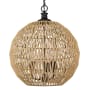 Golden Lighting Florence 3 Light 19" Wide Cage Pendant Matte Black / Natural Raphia