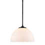 Golden Lighting Dorinda 13" Wide Pendant Matte Black / Opal Glass