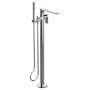 Graff Sento Floor Mounted Tub Filler with Built-In Diverter - Includes Hand Shower Brushed Nickel PVD