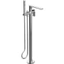 Graff Sento Floor Mounted Tub Filler with Built-In Diverter - Includes Hand Shower Polished Chrome