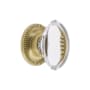Grandeur Provence 1-3/4" Solid Crystal Vintage Oval Cabinet Knob with Newport Rosette Satin Brass