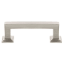 Grandeur Geneva 3" Center to Center Solid Brass Luxury Square Cabinet Handle / Drawer Pull Satin Nickel