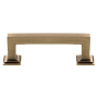 Grandeur Geneva 3" Center to Center Solid Brass Luxury Square Cabinet Handle / Drawer Pull Vintage Brass