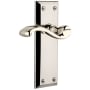 Grandeur Fifth Avenue Solid Brass Rose Right Handed Passage Door Lever Set with Portofino Lever and 2-3/8" Backset Polished Nickel