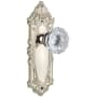 Grandeur Grande Victorian Solid Brass Rose Passage Door Knob Set with Fontainebleau Crystal Knob and 2-3/8" Backset Polished Nickel