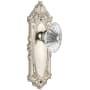 Grandeur Grande Victorian Solid Brass Rose Passage Door Knob Set with Burgundy Crystal Knob and 2-3/8" Backset Polished Nickel