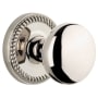 Grandeur Newport Solid Brass Rose Passage Door Knob Set with Fifth Avenue Knob and 2-3/8" Backset Polished Nickel