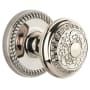 Grandeur Vintage Antique Passage Door Knob Set with 2-3/8" Backset - Solid Brass Polished Nickel