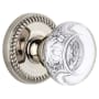 Grandeur Newport Solid Brass Rose Passage Door Knob Set with Bordeaux Crystal Knob and 2-3/8" Backset Polished Nickel