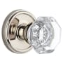 Grandeur Georgetown Solid Brass Rose Passage Door Knob Set with Chambord Crystal Knob and 2-3/8" Backset Polished Nickel