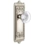 Grandeur Windsor Solid Brass Rose Dummy Door Knob Set with Bordeaux Crystal Knob Polished Nickel