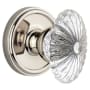 Grandeur Georgetown Solid Brass Rose Dummy Door Knob Set with Burgundy Crystal Knob Polished Nickel