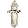 Grandeur Grande Victorian Solid Brass Rose Right Handed Privacy Door Lever Set with Portofino Lever and 2-3/8" Backset Polished Nickel