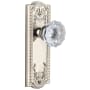Grandeur Parthenon Solid Brass Rose Privacy Door Knob Set with Fontainebleau Crystal Knob and 2-3/8" Backset Polished Nickel