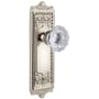 Grandeur Windsor Solid Brass Rose Privacy Door Knob Set with Fontainebleau Crystal Knob and 2-3/8" Backset Polished Nickel