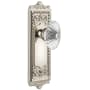 Grandeur Windsor Solid Brass Rose Privacy Door Knob Set with Burgundy Crystal Knob and 2-3/8" Backset Polished Nickel