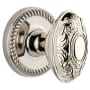 Grandeur Newport Solid Brass Rose Privacy Door Knob Set with Grande Victorian Knob and 2-3/8" Backset Polished Nickel