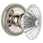 Grandeur Newport Solid Brass Rose Privacy Door Knob Set with Burgundy Crystal Knob and 2-3/8" Backset Polished Nickel
