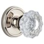 Grandeur Georgetown Solid Brass Rose Privacy Knob Set with Versailles Crystal Knob and 2-3/8" Backset Polished Nickel