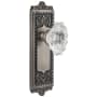 Grandeur Windsor Solid Brass Rose Passage Door Knob Set with Biarritz Crystal Knob and 2-3/8" Backset Antique Pewter