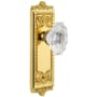 Grandeur Windsor Solid Brass Rose Passage Door Knob Set with Biarritz Crystal Knob and 2-3/8" Backset Polished Brass