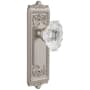 Grandeur Windsor Solid Brass Rose Passage Door Knob Set with Biarritz Crystal Knob and 2-3/8" Backset Satin Nickel