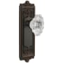 Grandeur Windsor Solid Brass Rose Passage Door Knob Set with Biarritz Crystal Knob and 2-3/8" Backset Timeless Bronze