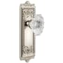 Grandeur Windsor Solid Brass Rose Passage Door Knob Set with Biarritz Crystal Knob and 2-3/8" Backset Polished Nickel