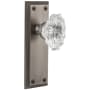 Grandeur Fifth Avenue Solid Brass Rose Single Dummy Door Knob with Biarritz Crystal Knob Antique Pewter