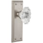 Grandeur Fifth Avenue Solid Brass Rose Single Dummy Door Knob with Biarritz Crystal Knob Satin Nickel