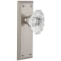 Grandeur Fifth Avenue Solid Brass Rose Dummy Door Knob Set with Biarritz Crystal Knob Satin Nickel