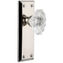 Grandeur Fifth Avenue Solid Brass Rose Dummy Door Knob Set with Biarritz Crystal Knob Polished Nickel