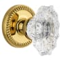 Grandeur Newport Solid Brass Rose Dummy Door Knob Set with Biarritz Crystal Knob Polished Brass
