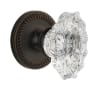 Grandeur Newport Solid Brass Rose Dummy Door Knob Set with Biarritz Crystal Knob Timeless Bronze