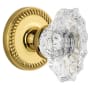 Grandeur Newport Solid Brass Rose Dummy Door Knob Set with Biarritz Crystal Knob Lifetime Brass