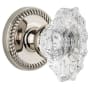 Grandeur Newport Solid Brass Rose Dummy Door Knob Set with Biarritz Crystal Knob Polished Nickel