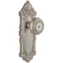 Grandeur Grande Victorian Solid Brass Rose Passage Door Knob Set with Parthenon Knob and 2-3/8" Backset Satin Nickel